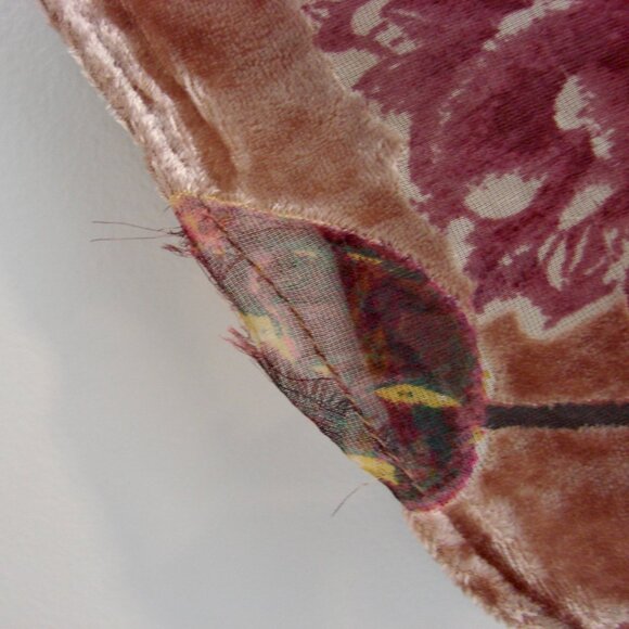 Velvet Floral Mini Dress Floral Boho Babydoll V-neck Burn Out Flowy Size Small - Picture 10 of 14